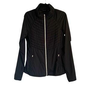 Athleta Black Quilted Zip Up Windbreaker Lightweight Athletic Wear Size Small